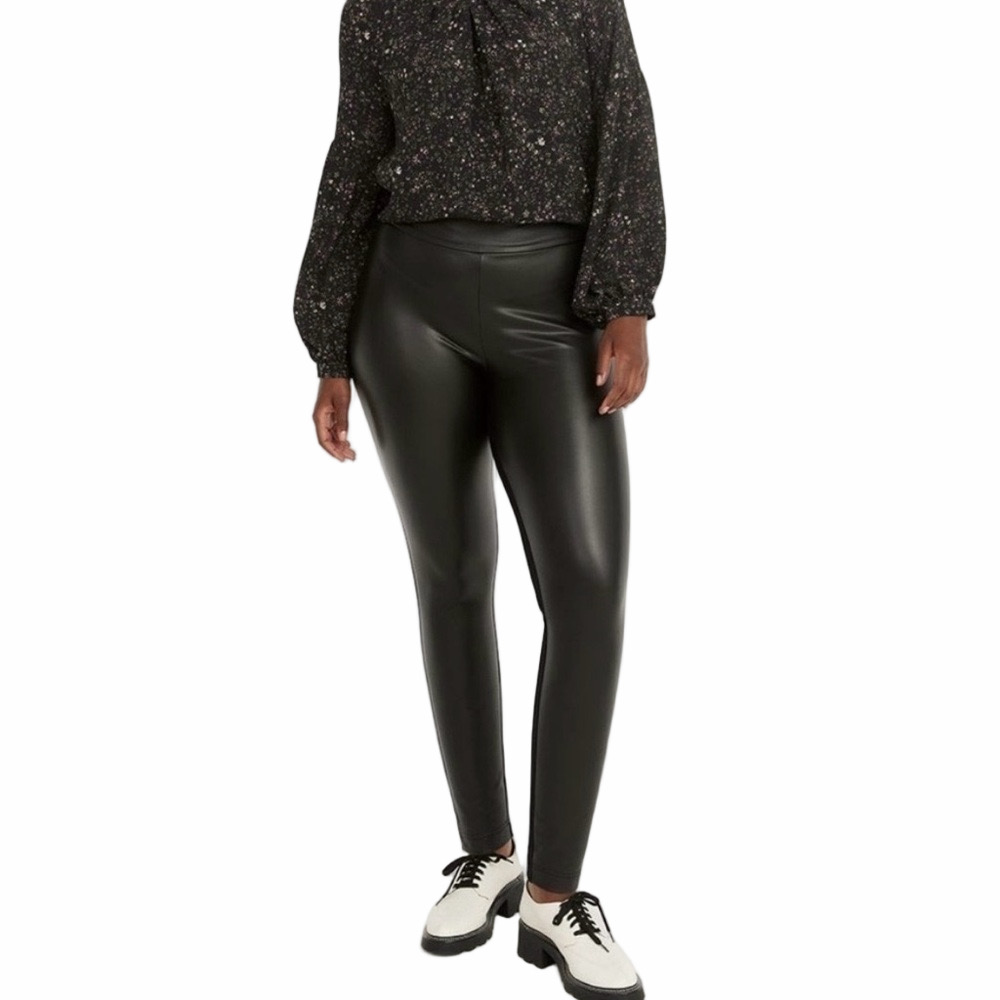 Reitmans Black Faux Leather Size 12 tall